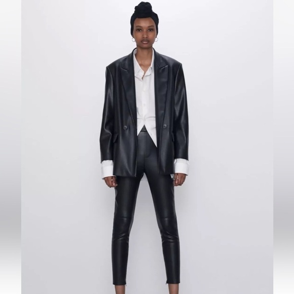 Zara Trafaluc Collection High Rise Vegan Faux Leather Pants, Black, Size S - Picture 3 of 15